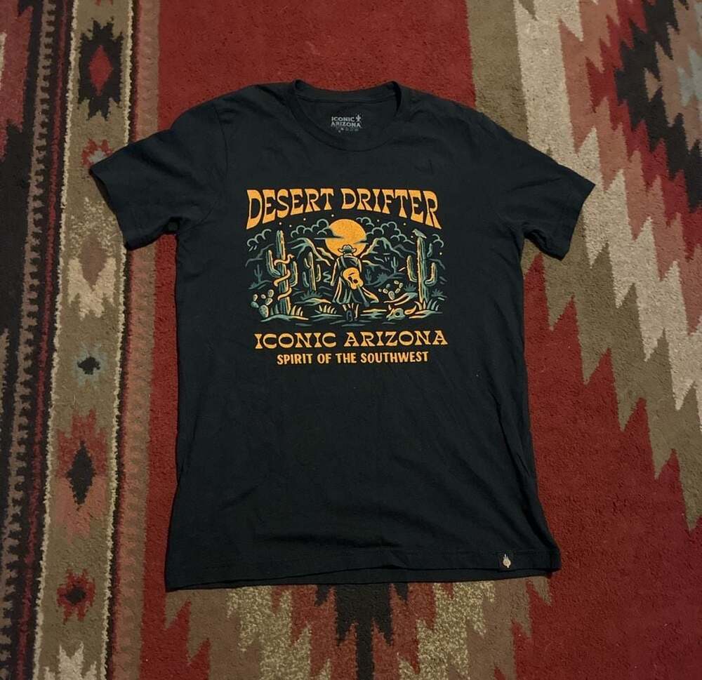 Iconic Arizona Desert Drifter Black Graphic T-Shirt